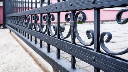 wrought iron fence gate close up