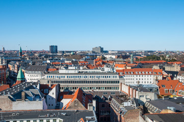 Fototapeta na wymiar View over city of Copenhagen Denmark