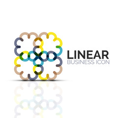 Abstract flower or star, linear thin line icon. Minimalistic business geometric shape symbol created with line segments