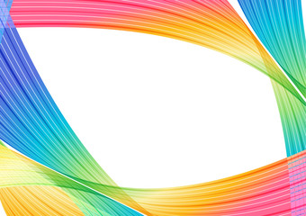 Multicolored abstract background, rainbow striped curves on white background