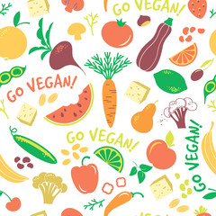 Vector seamless pattern with vegetables.