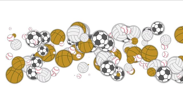 4k Sports balls basketball football softball volleyball tennis play game background.