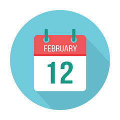 February 12 calendar icon flat reminder. Special date, holiday. International Day of Marriage Agencies, Darwin Day