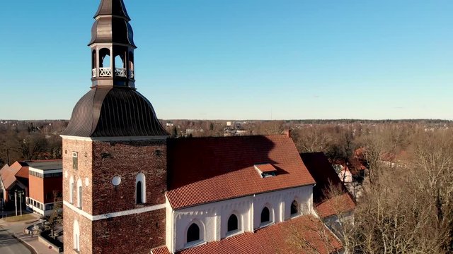 aerial view to the St Simon church in Valmiera, Latvia