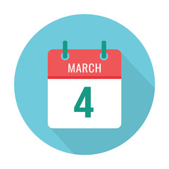March 4 calendar icon flat. Reminder, date, holiday.
