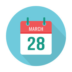 March 28 calendar icon flat. Reminder, date. Day of Azerbaijan National Security Service