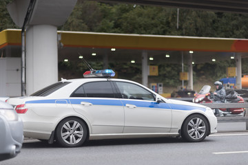 Police car on the road
