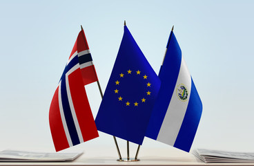 Flags of Norway European Union and El Salvador