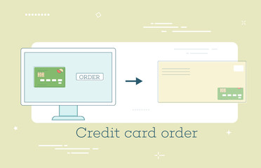 Credit card order concept in line art style