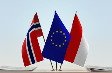 Flags of Norway European Union and Indonesia