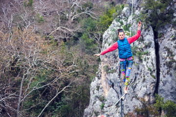 Fototapeta premium Highliner on a rope.