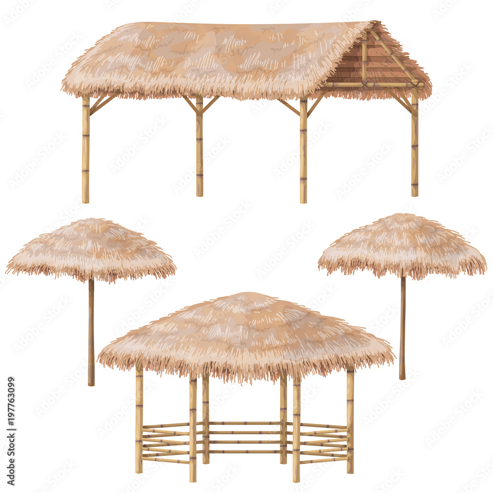 Wall mural Tropic Gazebo and Parasol  Set