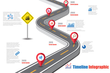 Business road map timeline infographic expressway concepts designed for abstract background template milestone diagram process technology digital marketing data presentation chart Vector illustration