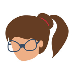 avatar woman wearing glasses over white background, colorful design. vector illustration