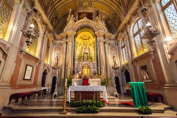 Lisbon, Portugal - October 24, 2016: Altar of the Santo Antonio de Lisboa Church. Built on the...