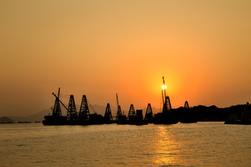 Naklejka premium Sunset View in Hong Kong