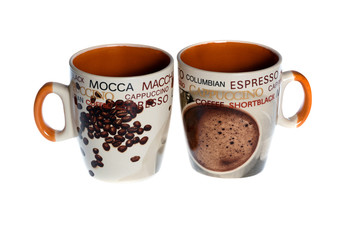 A pair of coffee cups for espresso isolated on white background