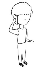 avatar man standing and talking on cellphone over white background, vector illustration