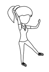 avatar woman standing over white background, vector illustration