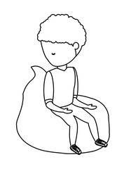 avatar man sitting on bean bag over white background, vector illustration
