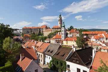 Fototapeta na wymiar schöne Sehenswürdigkeit von der bunten Malereien der Stadt Krumau in Tschechien