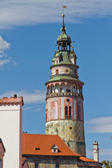 Fototapeta na wymiar schöne Sehenswürdigkeit von der bunten Malereien der Stadt Krumau in Tschechien