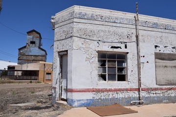 Abandoned buildings, deserted small town in Texas.