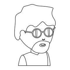 avatar man with beard and wearing round glasses over white background, vector illustration