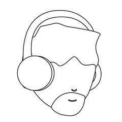 avatar man with beard and using a headphones over white background, vector illustration