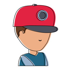 avatar boy wearing a cap over white background, colorful design. vector illustration