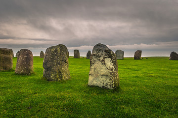 Ales Stones - October 22, 2017: The iron age Ales Stones in Skane, Sweden