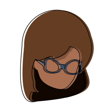 avatar woman wearing glasses over white background, colorful design. vector illustration