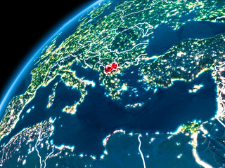 Map of Macedonia at night