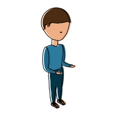 avatar man wearing casual clothes standing icon over white background colorful design. vector illustration