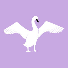 Vector image of a silhouette of a bird swan