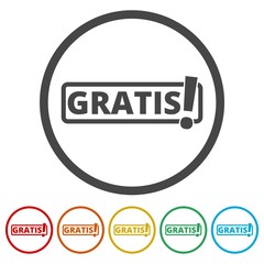 Gratis icon, Gratis sign, 6 Colors Included