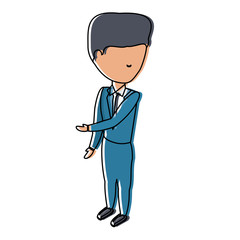 avatar businessman standing over white background, colorful design. vector illustration