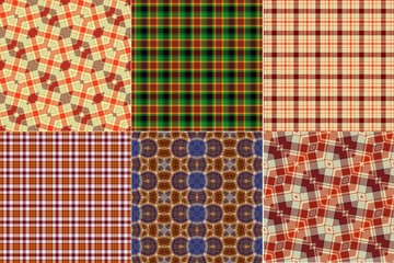 Collection of seamless tartan zig zag striped design. Cloth bed linen pattern.