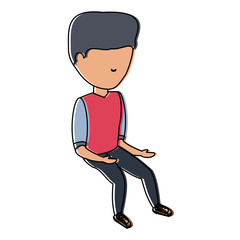 avatar man sitting icon over white background, colorful design.  vector illustration