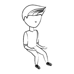 sketch of avatar man sitting icon over white background vector illustration