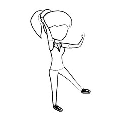 sketch of avatar woman wearing sport clothes over white background, vector illustration