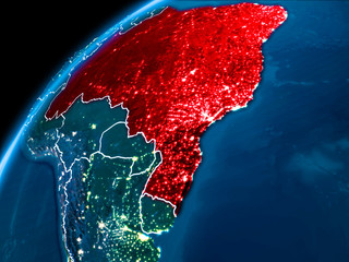 Map of Brazil at night