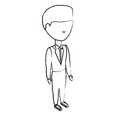 sketch of avatar businessman standing over white background, vector illustration