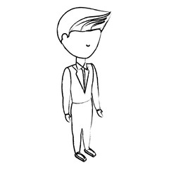 sketch of avatar businessman standing over white background, vector illustration