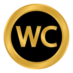 Toilet button on white.