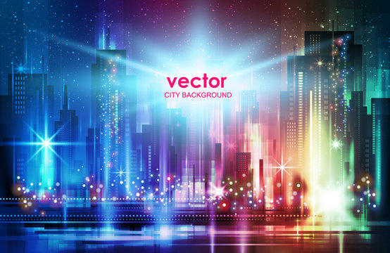 City, town night panorama. Vector Background. © dahabians