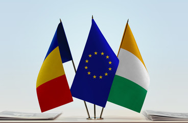 Flags of Romania African Union and Ivory Coast