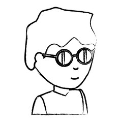 cartoon man with glasses icon over white background vector illustration