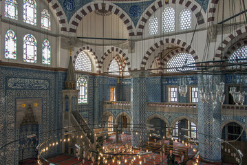 Fototapeta na wymiar Istanbul, Turkey, 25 April 2006: Tails of Rustempasa Mosque.