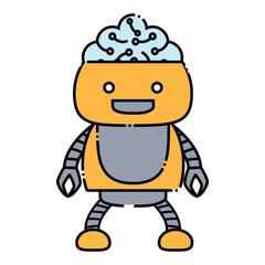 Cartoon robot showing the brain over white background, colorful design. vector illustration